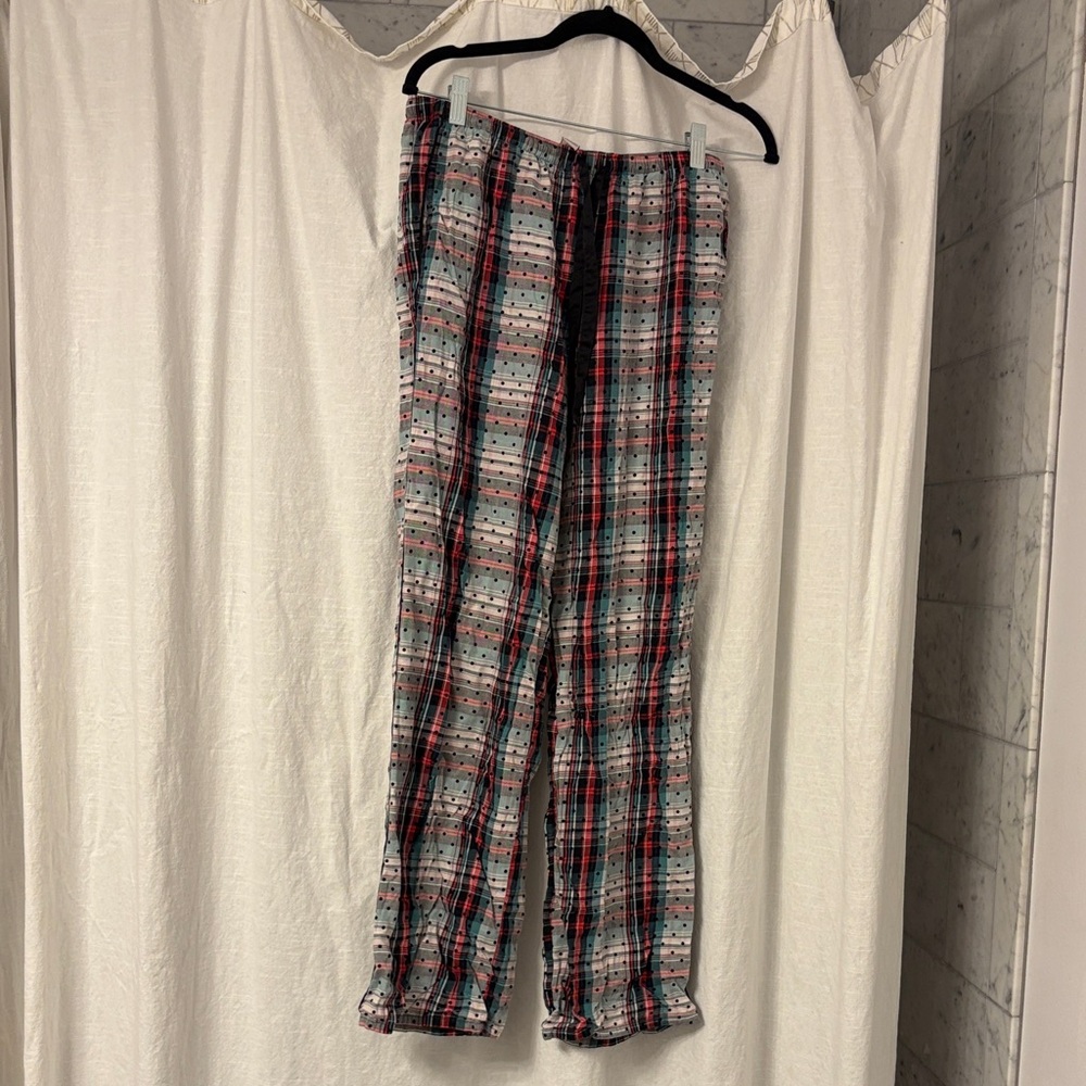 Victoria's Secret Women’s Plaid Lounge Pants in Black, Green, Red & White